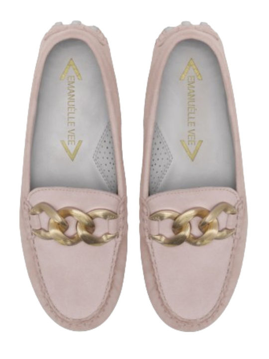 Leder Damen Mokassins in Beige Farbe