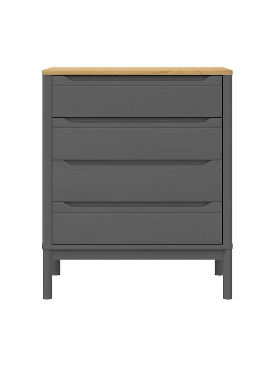 Sideboard made of Solid Wood with Drawers Grey 76.5x39x90.5cm