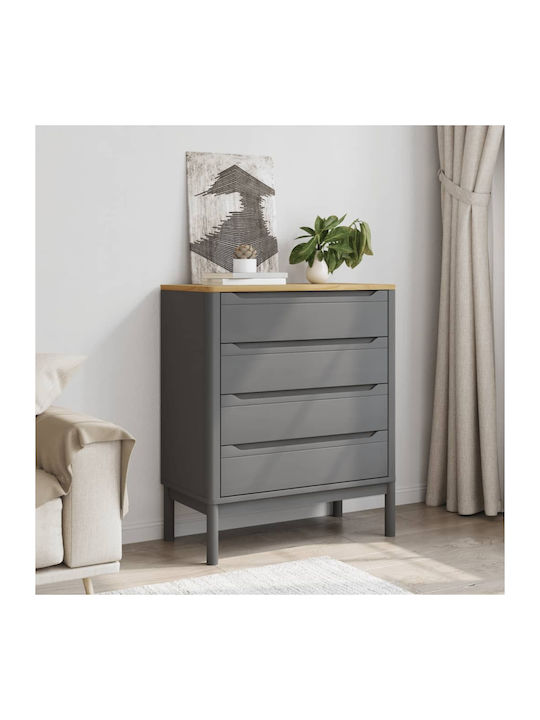 Sideboard made of Solid Wood with Drawers Grey 76.5x39x90.5cm