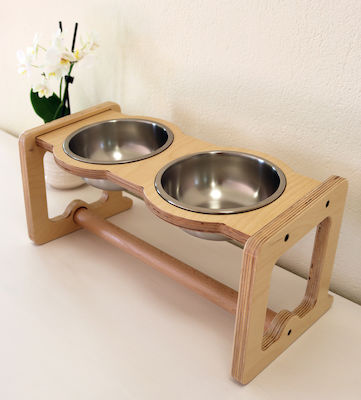 Matzikmav Wooden Medium Size Dog Feeder Base 2 X 650ml-2513