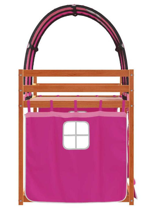 Kids Bed Loft Bed Single Pink for Mattress 80x200cm