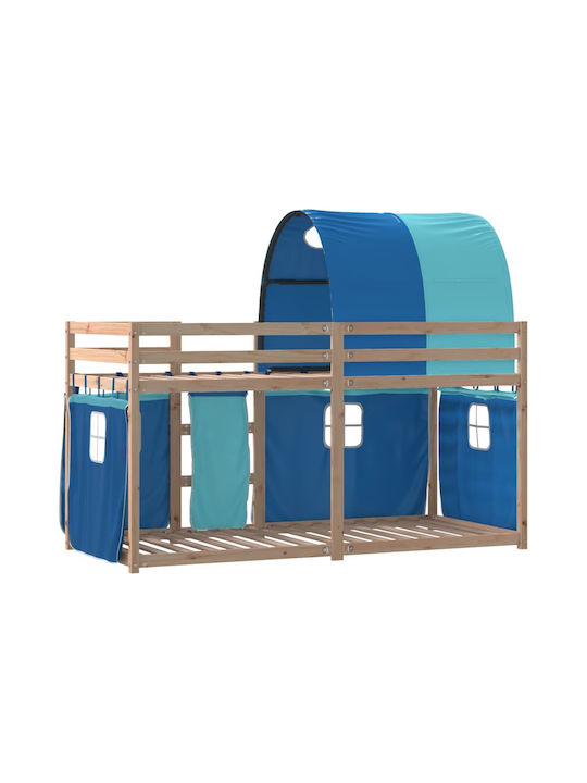 Kinderbett Hochbett Einzeln Blau für Matratze 90x190cm