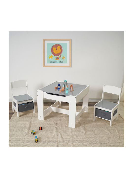 Kids Table Set with White Wooden Chairs