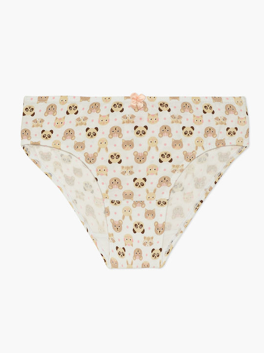 Minerva Animal Faces Kids' Set with Briefs Animal Faces Ecru-Coral 3pcs