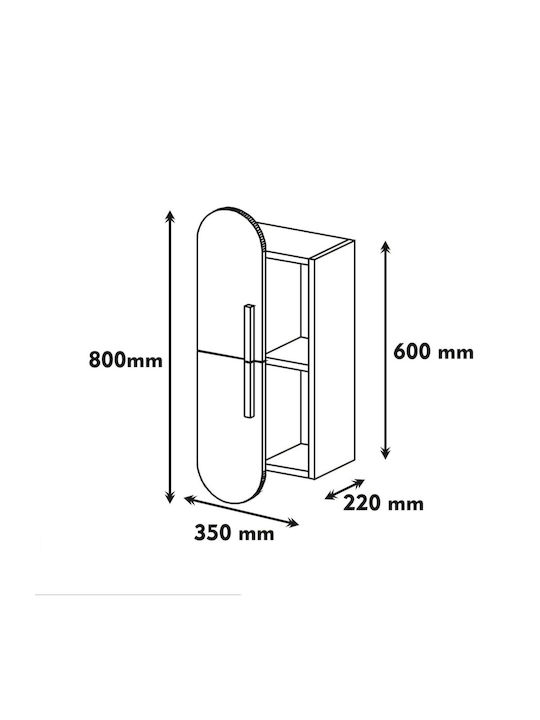 Raft Perete A-g Rose Maro 35x22x80cm