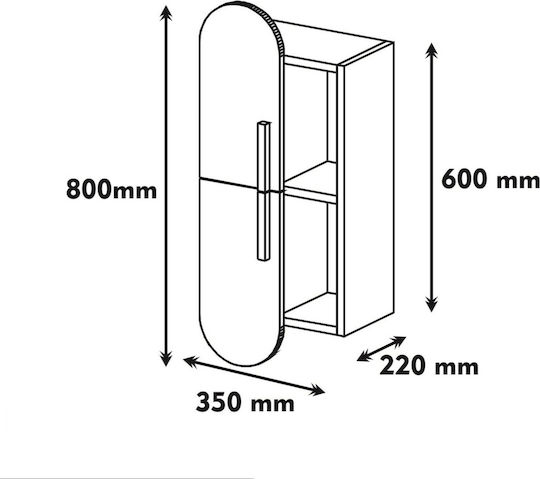 Wall Shelf A-g Rose Brown 35x22x80cm