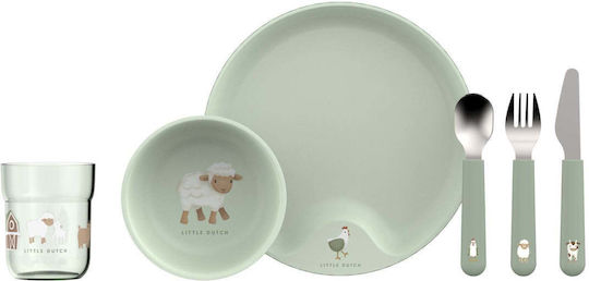Little Dutch Little Farm Plastic Green Feeding Set 6 Pieces