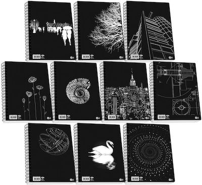 Notebook Skag Black White Spiral Striped 21x30cm 2 Subjects Shape No2 292504