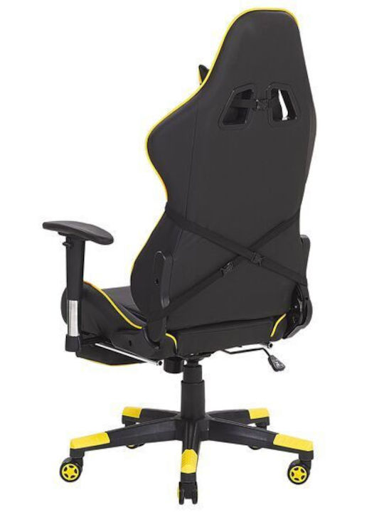 Beliani Victory Artificial Leather Gaming Chair with Adjustable Arms and Footrest Black / Yellow