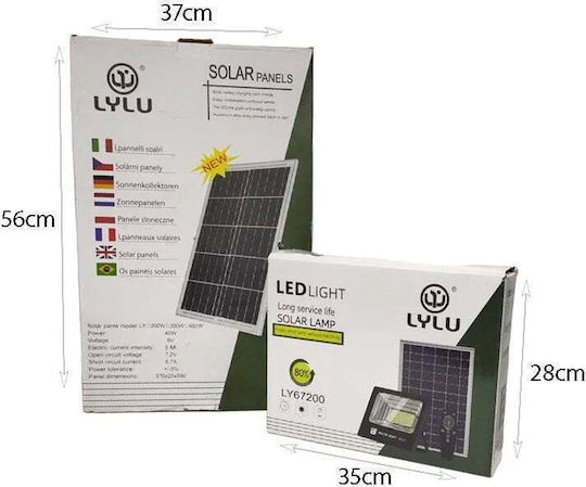 Lylu Στεγανός Ηλιακός Προβολέας LED 400W Ψυχρό Λευκό 6500K με Τηλεχειριστήριο IP67