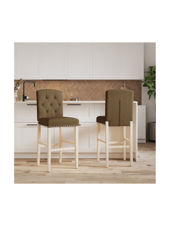 Stool Bar with Backrest Wooden Massif Wood 2pcs 43x44x114cm