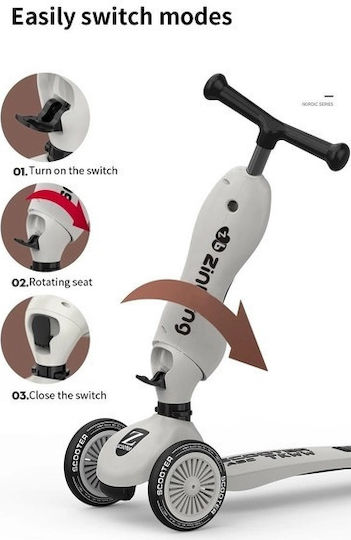 Scooter Παιδικό Πατίνι Τρίτροχο με Κάθισμα για 1-5 Ετών Γκρι