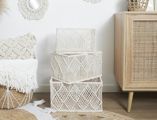 The Home Deco Factory Комплект декоративни кошници с дръжки White 37x27x21бр 3бр