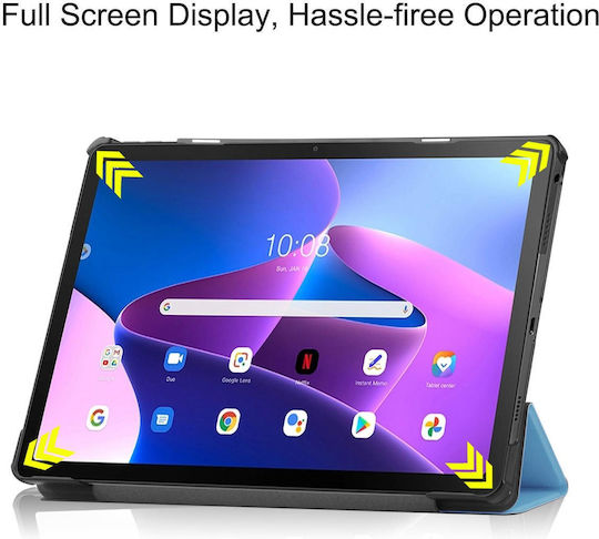 Lenovo Tab M10 Plus 10.6 3. Generation 2022 Custer Textur 3-fach Halter Smart Leder Tablet Hülle Himmelblau