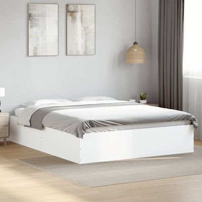 Bed Base Queen Size made of Wood White 160x200cm.