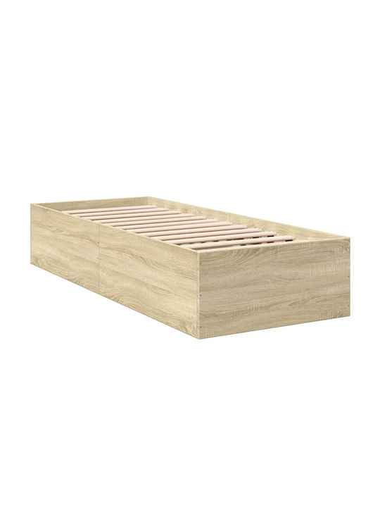 Einzelbett Holz Beige mit Lattenrost für Matratze 100x200cm