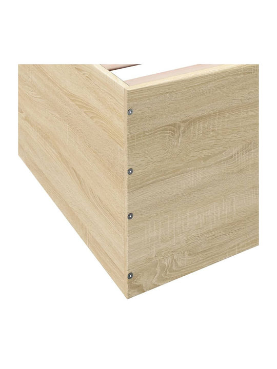 Suport Pat Single Din Lemn Bej Cu Plăci Pentru Saltea 100x200cm