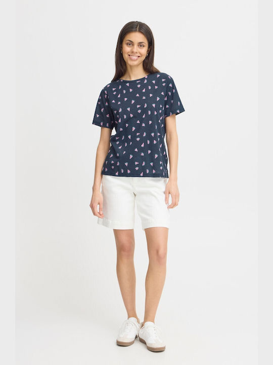 Fransa Damen T-shirt Navy Blue