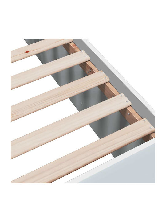 King Size Holzbett Weiß mit Lattenrost für Matratze 190x190cm