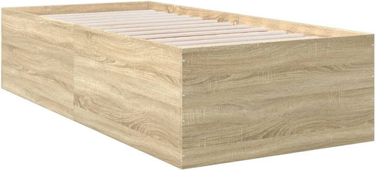Wooden Single Bed Mattress Base Beige with Slats for Mattress 75x190cm