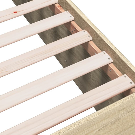 Wooden Single Bed Mattress Base Beige with Slats for Mattress 75x190cm