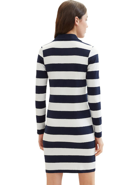 Mini Φόρεμα Navy White Block Stripe