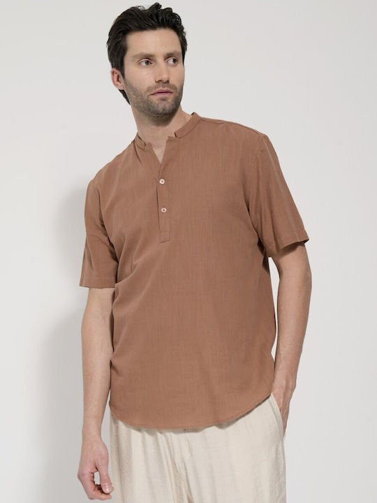 Tresor Men's Shirt Short Sleeve Linen CAFE