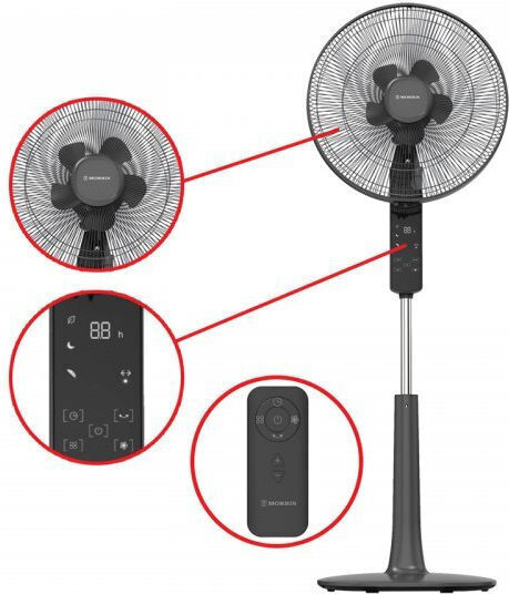 Morris Pedestal Fan 28W 41cm Diameter With Remote Control Black
