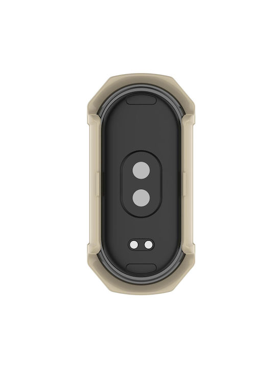 Xiaomi Mi Band 8 Pc + Tempered Glass Integrated Protective Watch Case Ivory White