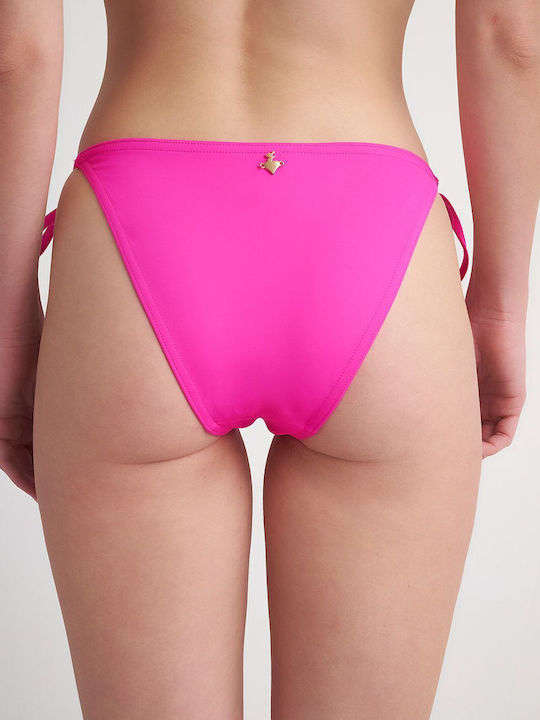Bikini Slip με Κορδονάκια Ροζ