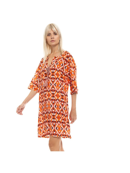 Pink Label Women's Mini Dress Beachwear Orange