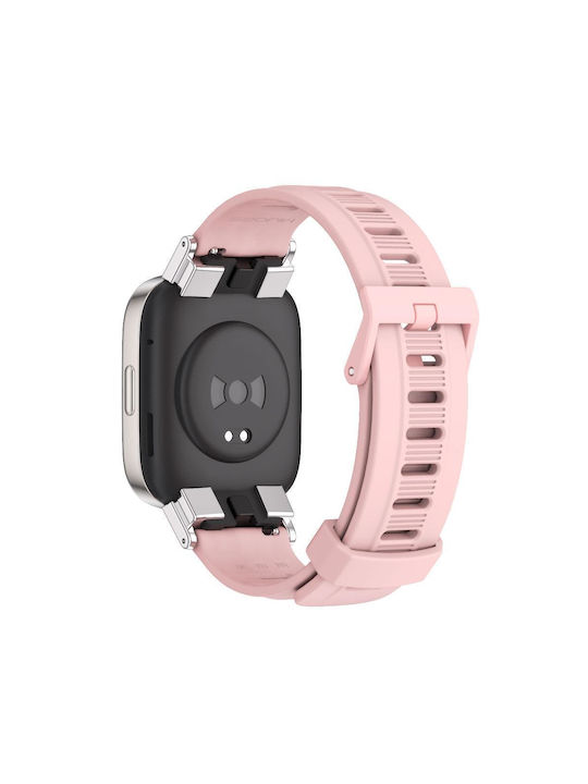 Redmi Watch 3 Mijobs Flat Hole Breathable Tpu Watch Band Pink+silver Redmi Watch 3 Mijobs Flat Hole Breathable Tpu Watch Band Pink+silver