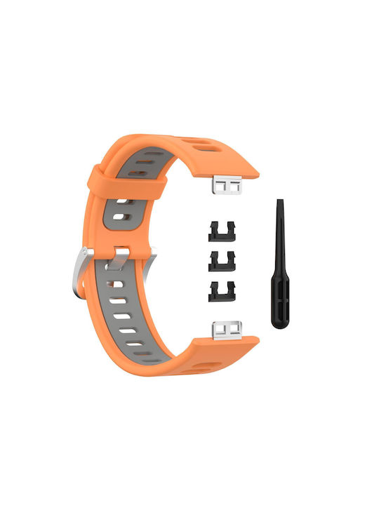 Huawei Watch Fit Two-color Silicone Watch Band Orange+gray