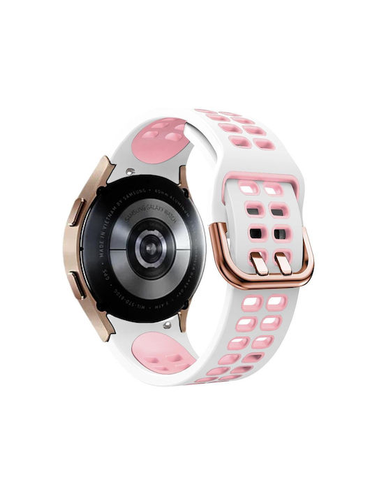 Galaxy Watch Active 2 20mm Breathable Two-color Silicone Watch Band White+pink