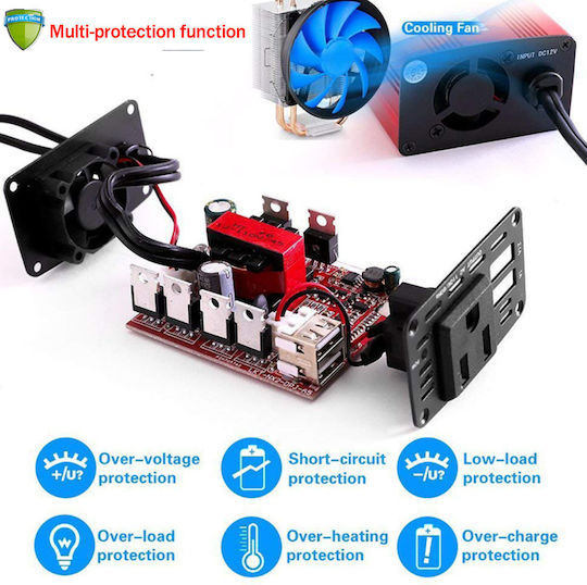 Invertor Auto Modificat Sine Wave 150W pentru Convertirea 12V DC în 220V AC