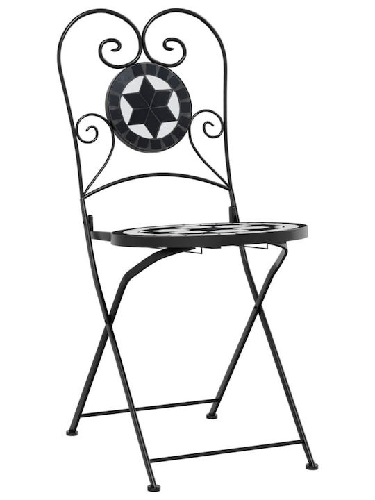 Outdoor Chair Metallic Black/white 2pcs 38x45.5x89.5cm