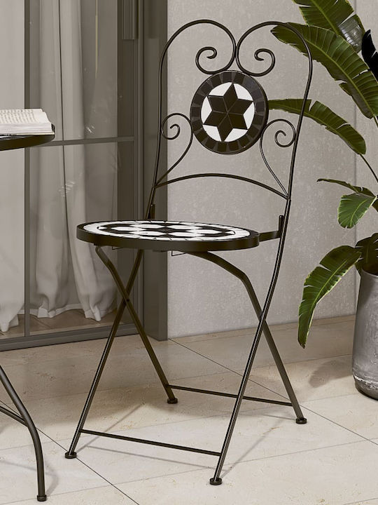 Outdoor Chair Metallic Black/white 2pcs 38x45.5x89.5cm