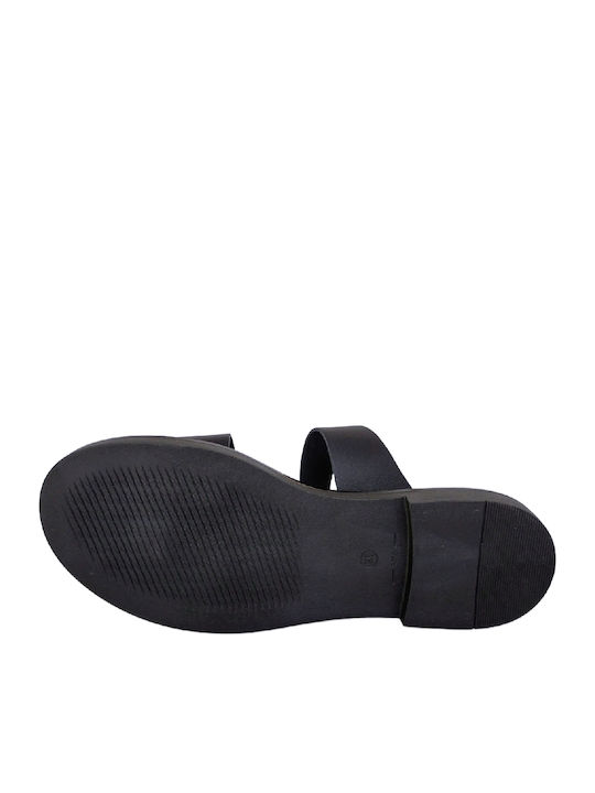 Leder Flache Sandalen für Damen Anatomisch in Schwarz Farbe
