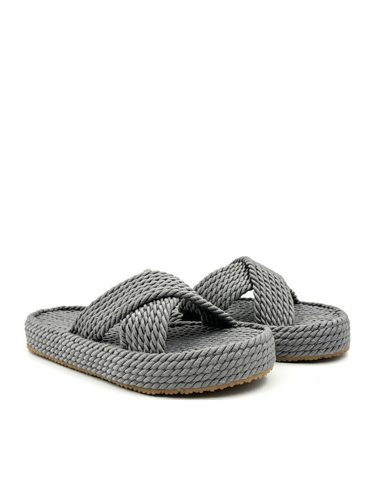 Women's Flat Sandals in Gray Color