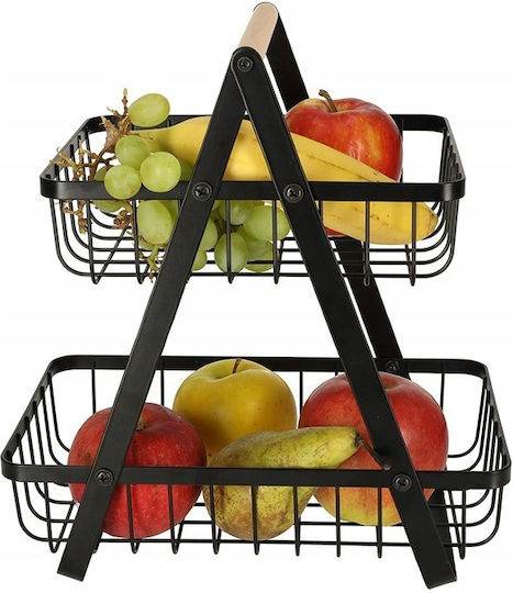 Fruitieră Metalic 2 nivele Negru
