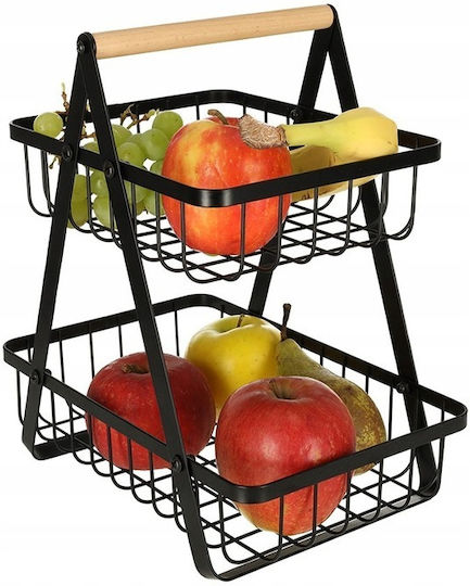 Fruitieră Metalic 2 nivele Negru