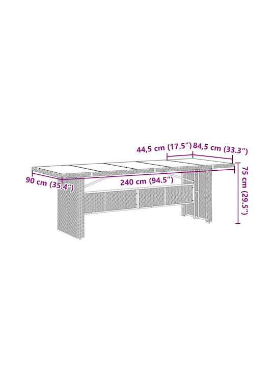 Tisch Stabil Black 240x90x75cm