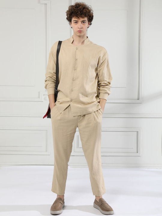 Tresor Men's Shirt Linen Beige