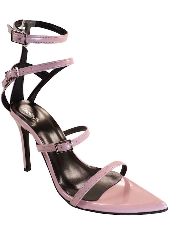 Dominique Shoes Damen Sandalen aus Veloursleder in Rosa Farbe