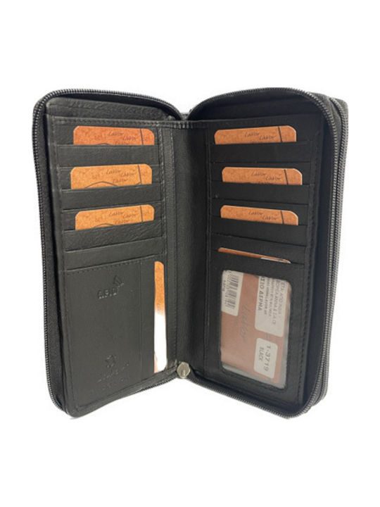 Large Leather Women's Wallet with RFID Black