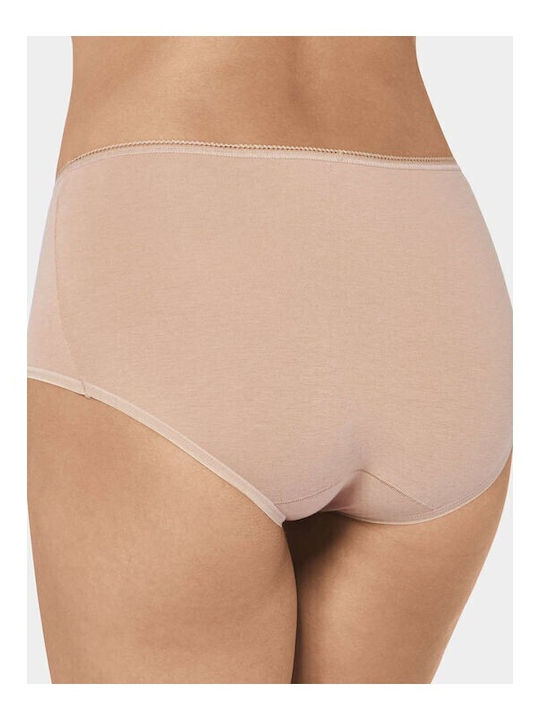 24/7 Midi Βαμβακερά High Waist Women's Slip 3Pack Beige
