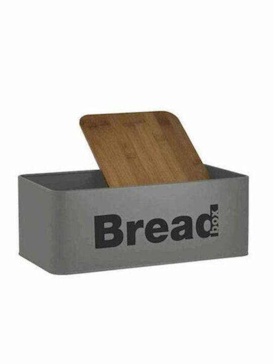Sidirela Brotkasten mit Deckel Metallisch Gray 40x20x17cm