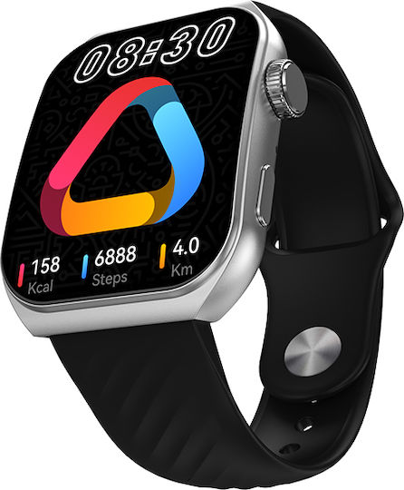 QCY GS S5 Aluminium 50mm Smartwatch with Heart Rate Monitor (Black)