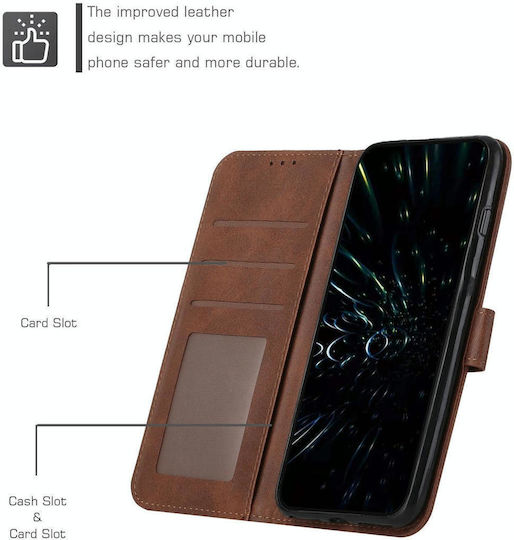 Husă de telefon din piele cu textură de vițel cusută pentru Motorola Edge 30 Neo Edge 30 Lite, maro