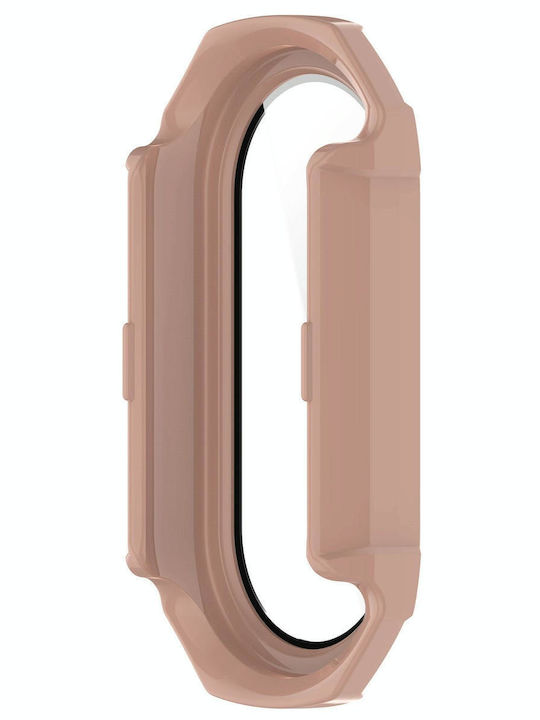 Xiaomi Mi Band 8 Pc + Tempered Glass Integrated Protective Watch Case Pink